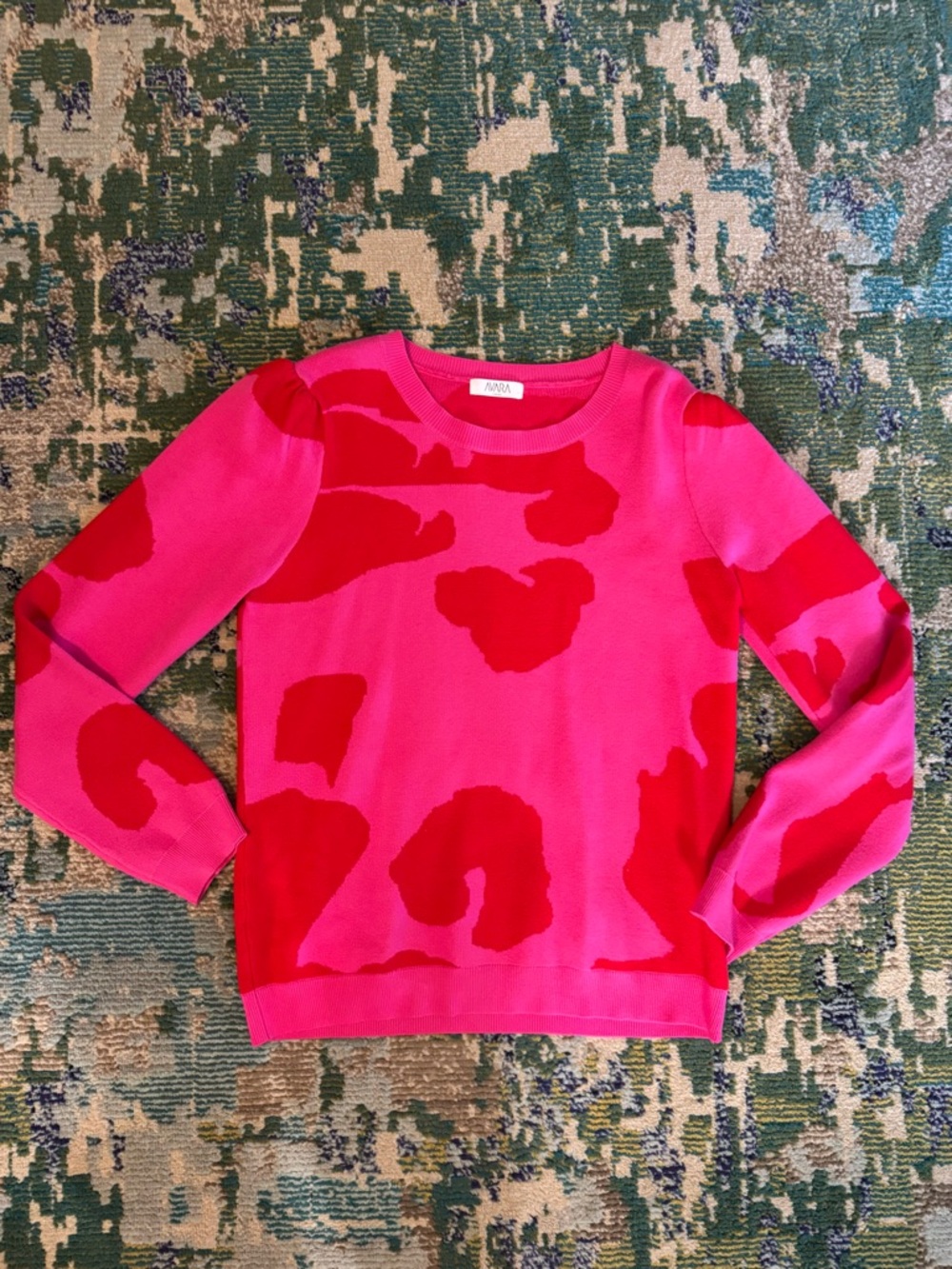 Pink & Red Printed Sweater